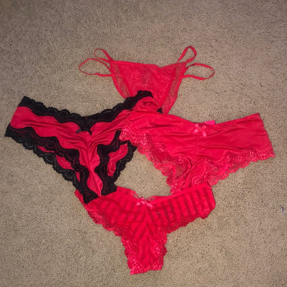 4 piece victoria secret red underwear set